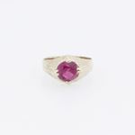 10k Yellow Gold Syntetic pink gemstone ring ajr7 Size: 1.75 3