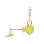 14K Yellow gold Thin heart cz chandelier earrings for Children/Kids web505 1