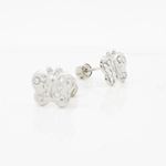 14K White gold Thin butterfly cz stud earrings for Children/Kids web413 3