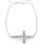 Ladies .925 Italian Sterling Silver white bracelet with cross Length - 9 inches ( cross - 24mm ) 1