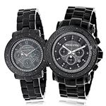 Large Matching His And Hers Watches: Black Diamond