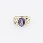 10k Yellow Gold Syntetic purple gemstone ring ajr21 Size: 2.25 3