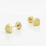 14K Yellow gold Plain heart stud earrings for Children/Kids web166 3