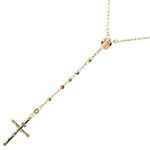10K 3 TONE Gold HOLLOW ROSARY Chain - 28 Inches Long 4.02MM Wide 1