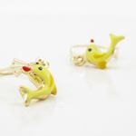 14K Yellow gold Dolphin chandelier earrings for Children/Kids web402 3