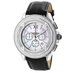 Mens Falcon Genuine Diamond Bezel Watch by Centorum 0.55ct Chronograph White MOP 1