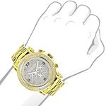 Mens Large Iced Out Diamond Bezel Watch 18K Yell-3