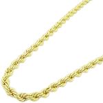 "Mens 10k Yellow Gold Hollow rope chain ELNC15 20"" long and 2.5mm wide 1"