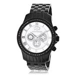 Luxurman Watches: Phantom Black Genuine Diamond Watch for Men 2.25ct Steel Band 1