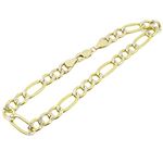 Mens 10k Yellow Gold diamond cut figaro cuban mariner link bracelet 8.5 inches long and 7mm wide 1