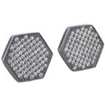 Mens .925 sterling silver Black and white hexagon earring 2 MLCZ224 3mm thick and 14mm wide Size 1