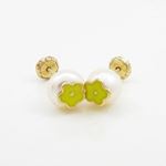 14K Yellow gold Pearl flower stud earrings for Children/Kids web2 3