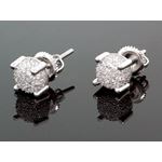 Sterling Silver Unisex Fashion Round Hand Set Stud Earrings ME0214c 1