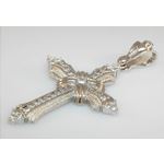 925 Sterling Silver White Gold Plated CZ Cross Pendant 1