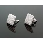 Sterling Silver Unisex Fashion Square Hand Set Stud Earrings ME0225b 1