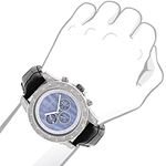 Luxurman Watches Mens Diamond Watch 0.50ct Blue Freeze Stainless Steel Case 3