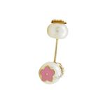 14K Yellow gold Pearl flower stud earrings for Children/Kids web3 1