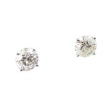 Mens 14k White Gold 1.6ctw diamond Stud earring 17 EM100 Size 1.5 1