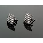 Sterling Silver Unisex Fashion Square Hand Set Stud Earrings ME0225e 1