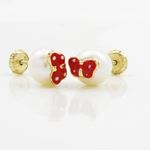 14K Yellow gold Butterfly pearl stud earrings for Children/Kids web80 3