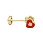 14K Yellow gold Heart cz stud earrings for Children/Kids web135 1