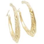 10k Yellow Gold earrings Fancy puff bamboo gold earrings AGBE56 1