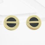 womens bp83 fancy earrings 14K yellow gold italian ball stud huggie hoop 1