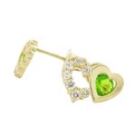 14K Yellow gold Dual heart cz stud earrings for Children/Kids web290 1