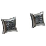 Mens .925 sterling silver Black 4 row square earring MLCZ200 3mm thick and 9mm wide Size 1