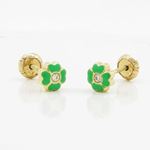 14K Yellow gold Flower cz stud earrings for Children/Kids web97 3