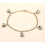 "Evil Eye Murano Glass Bead Designer Sterling Silver Bracelet ST08