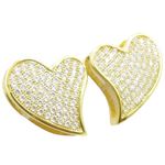 Womens .925 sterling silver Yellow heart earring 4mm thick and 13mm wide Size 1