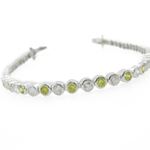 Ladies .925 Italian Sterling Silver white and yellow cz bracelet 1