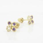 14K Yellow gold Flower cz stud earrings for Children/Kids web425 3