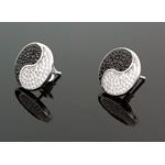 Sterling Silver Unisex Fashion Round Hand Set Stud Earrings ME0220c 1