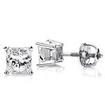 Platinum Solitaire Princess Cut Diamond Stud Earri