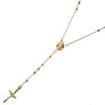 14K 3 TONE Gold HOLLOW ROSARY Chain - 30 Inches Long 2.9MM Wide 1