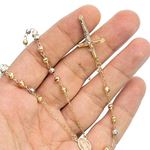 10K 3 TONE Gold HOLLOW ROSARY Chain - 28 Inches Long 4.02MM Wide 3