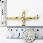 Mens 10k Yellow Gold Jesus cross with stones Pendant 3