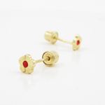 14K Yellow gold Flower cz stud earrings for Children/Kids web488 3