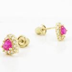 14K Yellow gold Heart cz stud earrings for Children/Kids web249 3