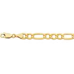 14K Yellow Gold 6.5mm wide Diamond Cut Alternate 3 1 Figaro Lite Chain with Lobster Clasp 1