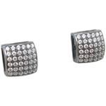 Mens .925 sterling silver Black and white 6 row square earring MLCZ91 5mm thick and 8mm wide Size 1