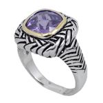 "Ladies .925 Italian Sterling Silver Purple Violet synthetic gemstone ring SAR32 6
