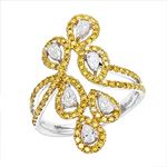 Designer Women 14K White Yellow Pear Round 1.1 Ctw