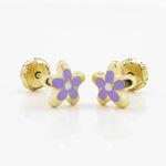 14K Yellow gold Flower stud earrings for Children/Kids web13 3