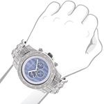 Luxurman Mens Watches Genuine Diamond Wrist Watch 1.25ct Blue Mother Of Pearl 3