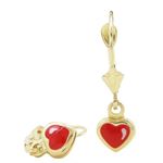 14K Yellow gold Heart chandelier earrings for Children/Kids web464 1