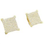 Mens .925 sterling silver Yellow 8 row square earring MLCZ31 5mm thick and 10mm wide Size 1