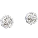 Womens .925 sterling silver White flower earring 2 MLCZ26 4mm thick and 8mm wide Size 1